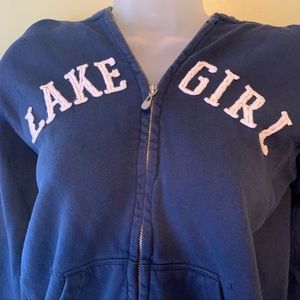Lakegirl Blue Spellout Full Zip Hoodie, Size Small
